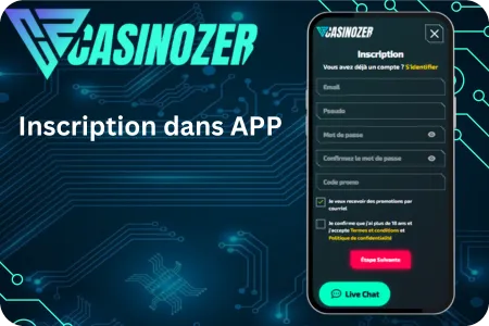 Casinozer - Inscription dans APP