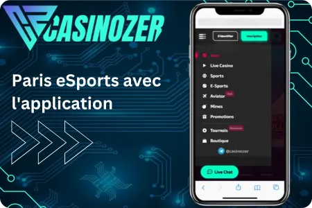 Interface de paris eSports Casinozer avec cotes en direct