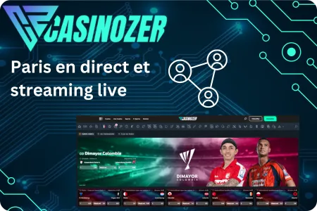 Écran de streaming Casinozer avec paris sportifs en direct